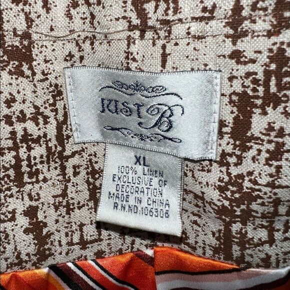 Just B button up jacket with mesh detail and bright lining size XL 100% linen - Picture 7 of 10